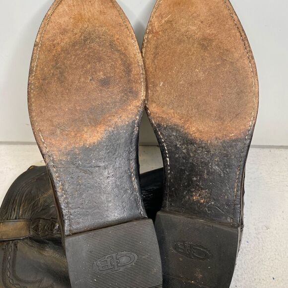 LUCCHESE 2000, MEN'S OSTRICH BOOTS, SIZE: 10D COLOR: BLACK, - Picture 8 of 9